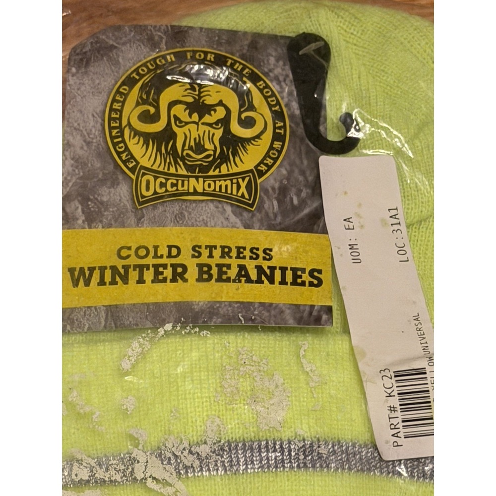 Occunomix Yellow Reflective Winter Beanie – OSFM Cold Weather Knit Cap NWT